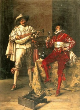  Adolphe Oil Painting - Gentlemens Pleasures Academic Adolphe Alexandre Lesrel